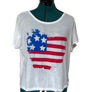 Hybrid Apparel American Heart-Shaped Flag T-Shirt 100% Polyester Junior's Size L